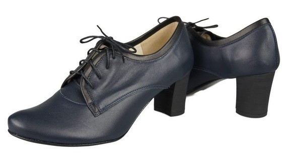 Dámské boty Šněrovací kozačky z přírodní kůže Navy blue 758 ElitaBut