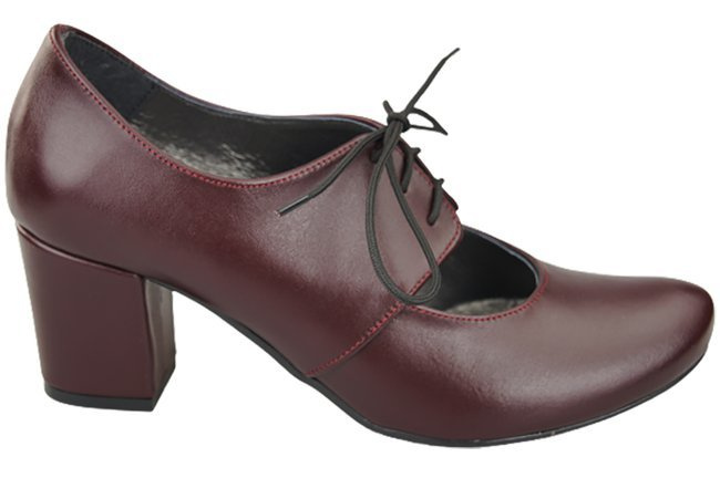 Obuv Dámské polobotky z přírodní kůže Maroon 161 ElitaBut