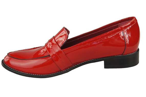 Dámské mokasíny z přírodní kůže Červený lak 139 ElitaBut
