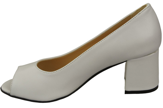 Dámská obuv PEEP TOE White Lodičky z přírodní kůže s potaženým podpatkem 192 ElitaBut