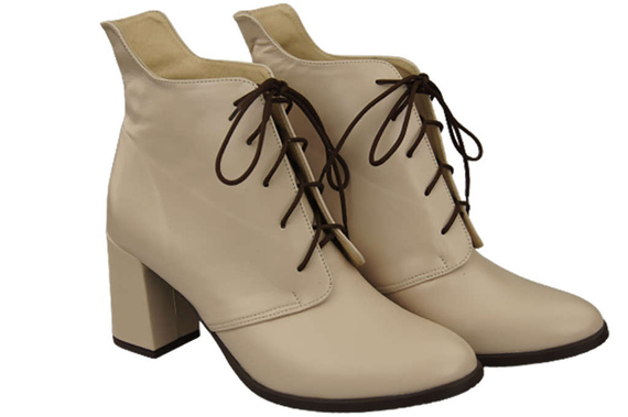 Dámské boty Cappuccino Bright lace-up Zimní přírodní kůže 174 Od ElitaBut