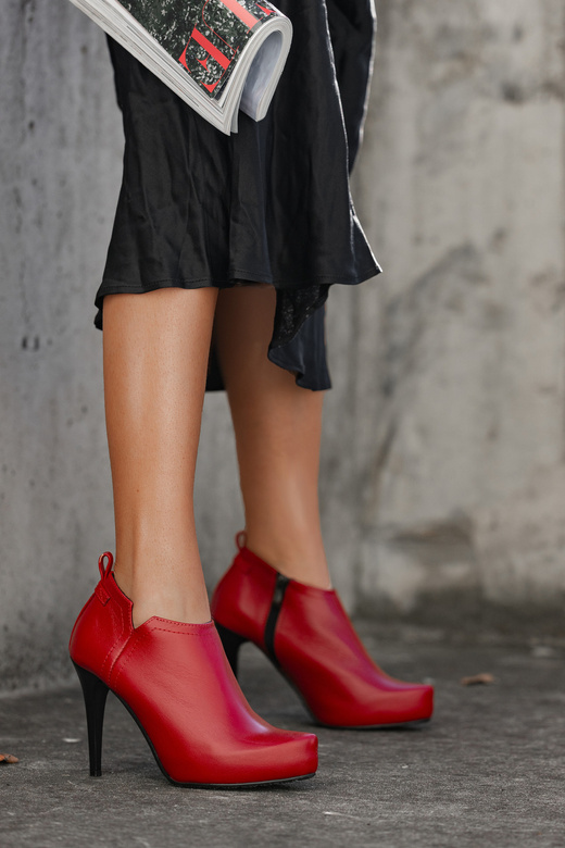 Dámská obuv Červené kozačky zateplené přírodní kůže 794 ElitaBut