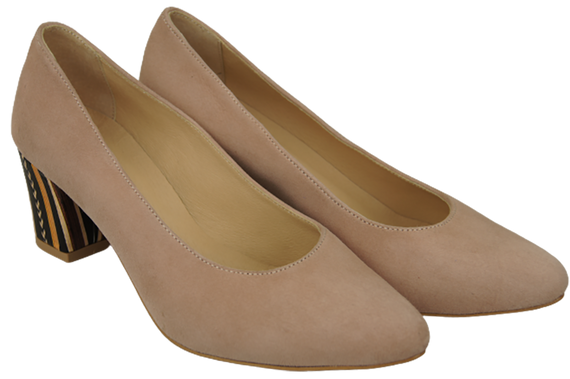 Dámská obuv Pink Suede Natural Leather Decorative Heel 158 With ElitaBut