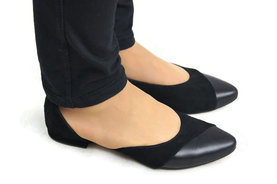 Dámské baleríny Černá přírodní kůže 146 ElitaBut