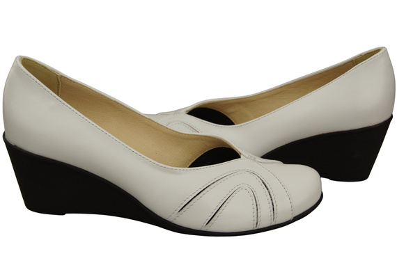 Dámské boty z přírodní kůže Bílé lodičky 828 ElitaBut