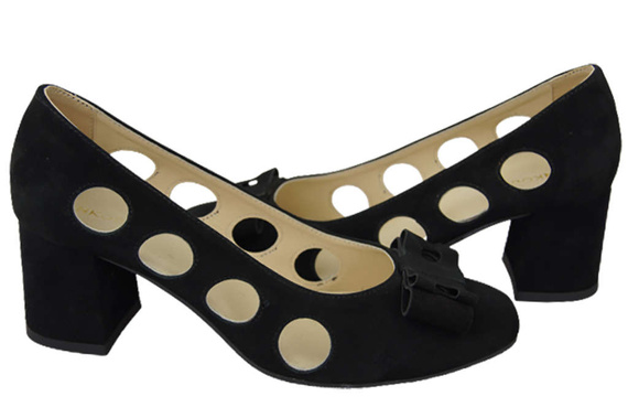 Dámská obuv Černé semišové kožené lodičky 182 ElitaBut