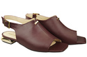 Pohodlné dámské sandály Maroon Flat Gold Heel Natural Leather 207 ElitaBut