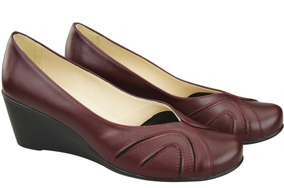 Dámské kožené boty z přírodní kůže Maroon pumps 828 ElitaBut