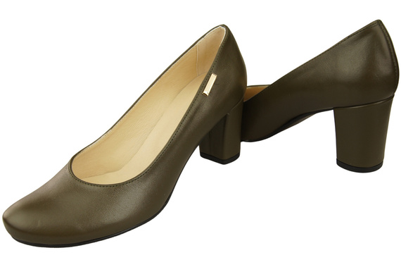 Dámské boty Classic Olive Natural Leather Almond Nose pumps 201 ElitaBut
