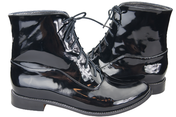 Dámské kozačky Černé lakované jaro/podzim z přírodní kůže 155 L ElitaBut