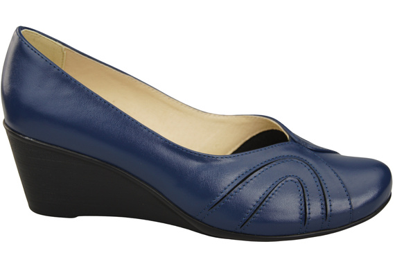 Boty na kotvách Námořnická modrá Dámské lodičky z přírodní kůže 828 ElitaBut