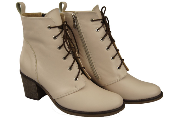 Dámské boty Cappuccino Bright lace-up Zimní přírodní kůže 188 Od ElitaBut