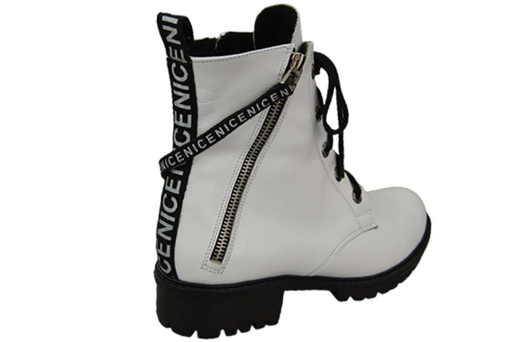 Obuv Booties Dámské bílé kozačky s nápisem NICE Přírodní kůže 173 Od ElitaBut
