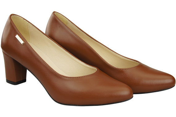 Klasické hladké boty Dámské hnědé lodičky z přírodní kůže 213 ElitaBut