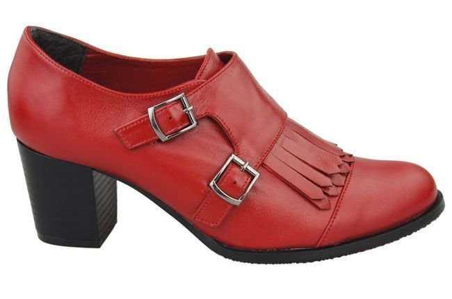 Obuv Dámské polobotky z přírodní kůže Červená 985 ElitaBut