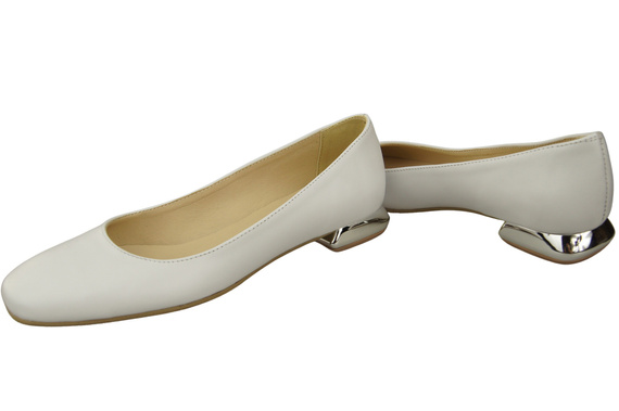 Ploché dámské boty Bílé boty s ozdobným podpatkem Přírodní kůže 209 ElitaBut