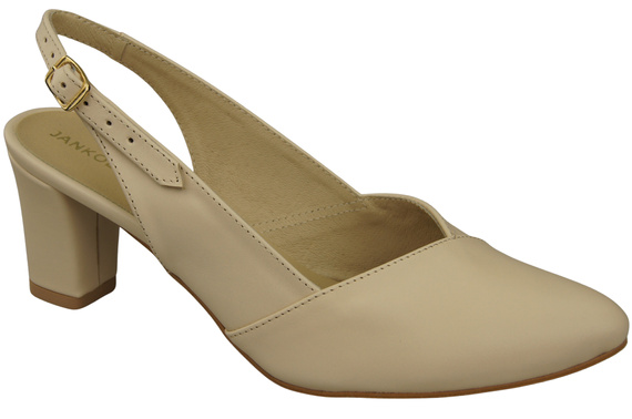 Dámské sandály na podpatku Béžová přírodní kůže 217 ElitaBut