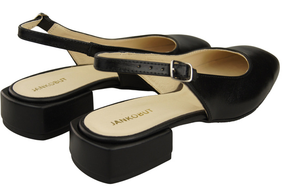 Dámské sandály na černém podpatku z přírodní kůže 206 ElitaBut