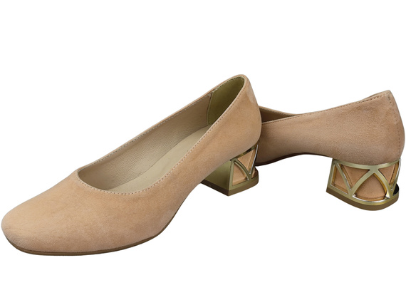 Pohodlné dámské boty Broskev lodičky s ozdobným podpatkem Přírodní semišová kůže 219 Od ElitaBut