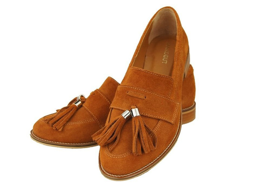 Dámská obuv Mokassins Natural Leather Velour Red 134 ElitaBut