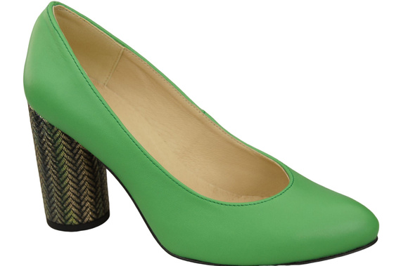 Dámské lodičky z přírodní kůže Barevný ozdobný podpatek 194 ElitaBut