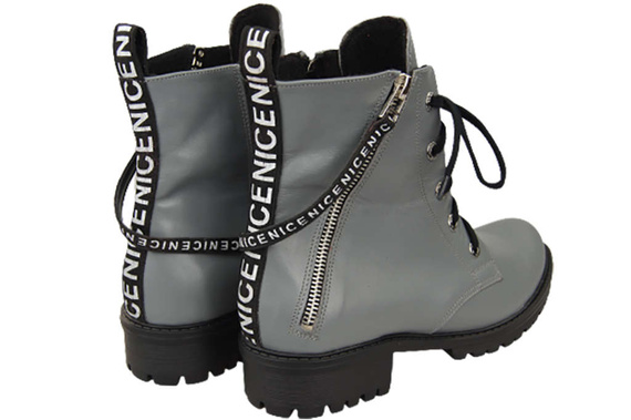 Obuv Dámské kozačky s nápisem NICE Natural leather Ash 173 L ElitaBut