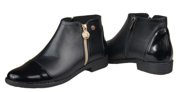 Dámská obuv Černé kožené kozačky 877 ElitaBut