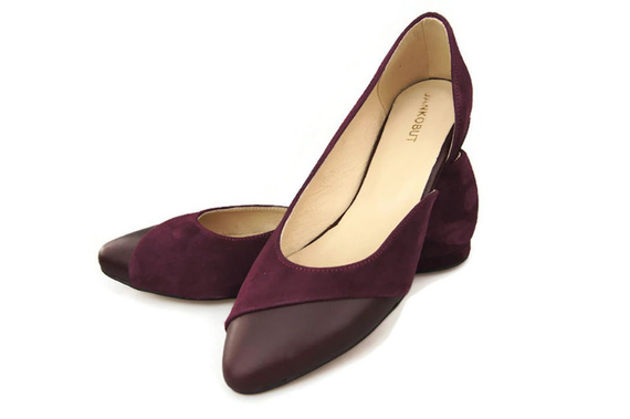 Dámské baleríny Maroon Natural Leather 146 ElitaBut