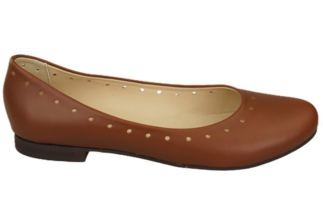 Dámské pohodlné baleríny z přírodní kůže hnědé 162 ElitaBut