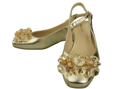 Dámská obuv Zlaté sandály s krystaly Přírodní kůže 215 ElitaBut