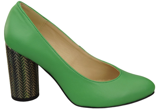 Dámské lodičky z přírodní kůže Barevný ozdobný podpatek 194 ElitaBut