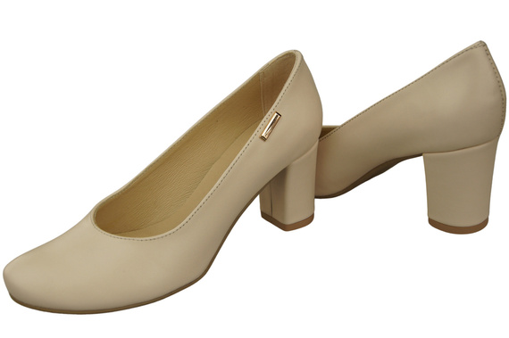 Dámská obuv Classic Beige Natural Leather Almond Nose pumps 201 ElitaBut