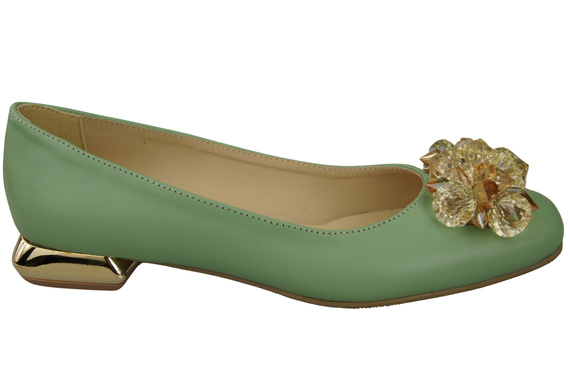 Dámské lodičky Mint s krystaly ploché Přírodní kůže 216 ElitaBut