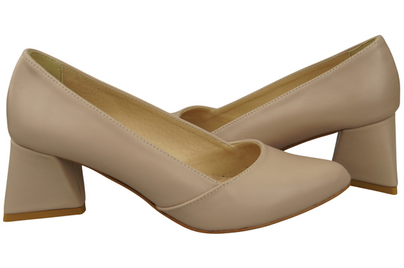 Dámské Lodičky Cappuccino Pale Pravá Kůže Špičatá Špička Podpatek ElitaBut 221