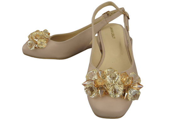 Dámská obuv Sandály Cappuccino Bright with Crystals Přírodní kůže 215 ElitaBut