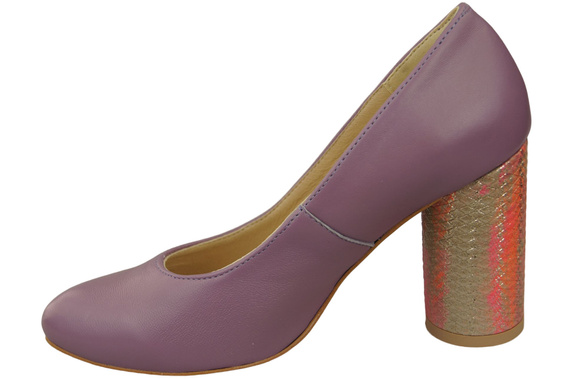 Dámská obuv Dámské lodičky Fialová přírodní kůže Barevný ozdobný podpatek 194 ElitaBut