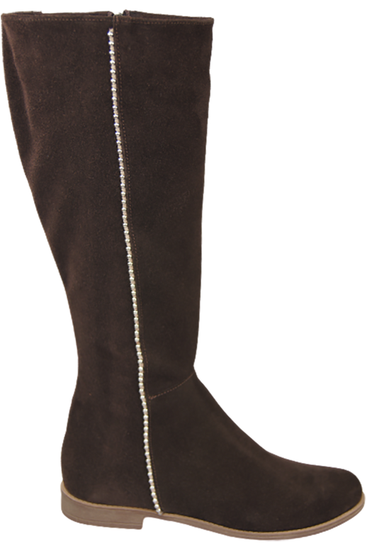 Dámské kozačky Chocolate natural leather Velour 153 ElitaBut