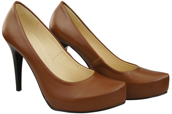 Dámská obuv Hnědé lodičky Stiletto z přírodní kůže 205 ElitaBut