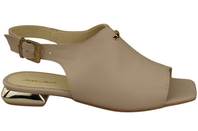 Pohodlné dámské sandály Cappuccino Bright Flat Gold Heel Natural leather 207 ElitaBut
