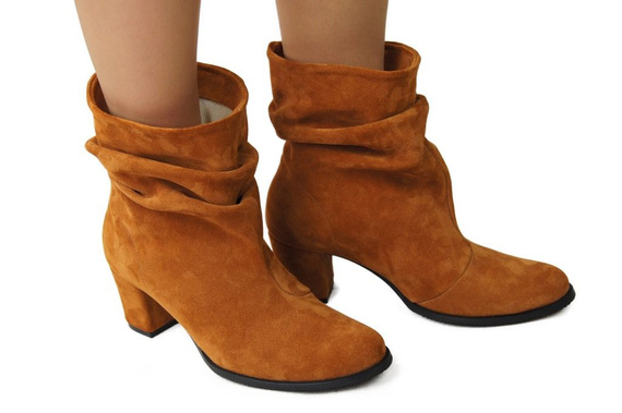 Dámská obuv Přírodní kožené kozačky Červená 986 ElitaBut