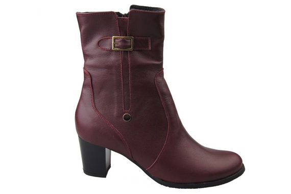 Dámské kozačky Maroon zateplené přírodní kůže 882 Z ElitaBut