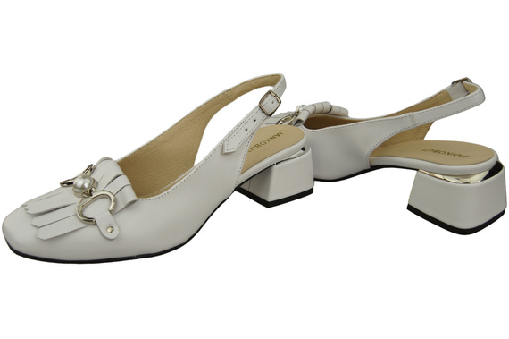 Dámská obuv Sandály bílé zdobené třásněmi Přírodní kůže 208 ElitaBut