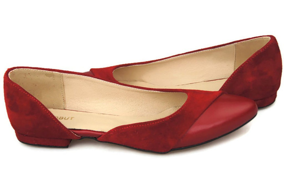 Dámské boty Ballerina Červená semišová kůže 146 ElitaBut