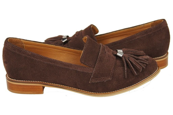 Dámské mokasíny z přírodní kůže Velour Chocolate 134 ElitaBut