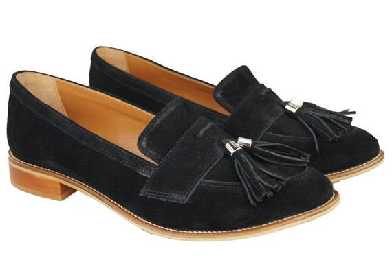 Dámská obuv Mokassins Natural Leather Velour Black 134 ElitaBut