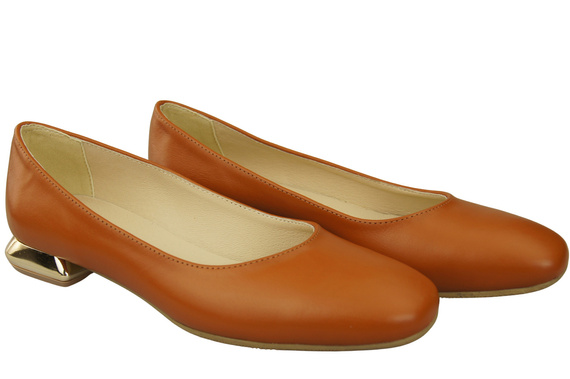 Ploché dámské boty Červené boty s ozdobným podpatkem Přírodní kůže 209 ElitaBut