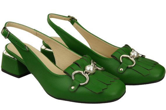 Dámská obuv Zelené sandály zdobené třásněmi Přírodní kůže 208 ElitaBut