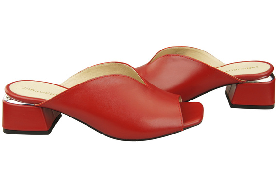 Dámská obuv Červené žabky na podpatku Přírodní kůže 210 ElitaBut