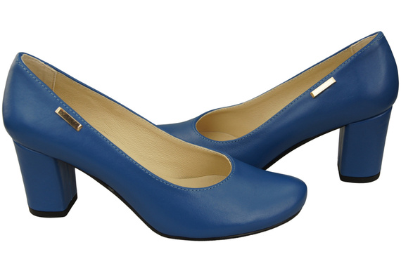 Dámská obuv Classic Blue Leather Natural Almond Nose pumps 201 ElitaBut