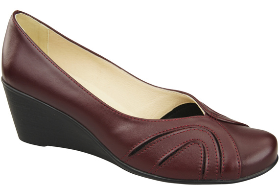 Dámské kožené boty z přírodní kůže Maroon pumps 828 ElitaBut